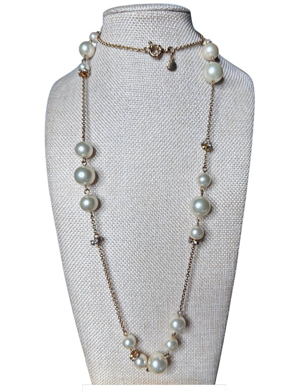 J. Crew Gold-Tone Chain Necklace with White Pearl Stations